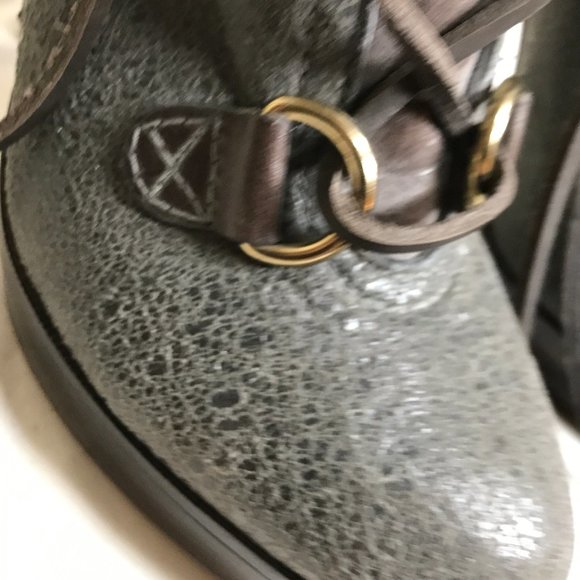 Tory Burch Lawson Platform Stiletto Crackle Suede Lace Up Tie Ankle Boot Sz 8 - Picture 11 of 16